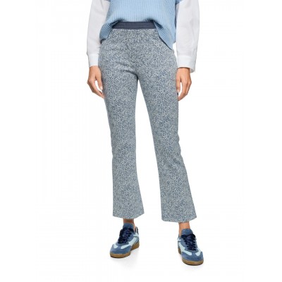 Marccain Sports - AS 8119J11 Stretch broek discrete print ecru blauw.